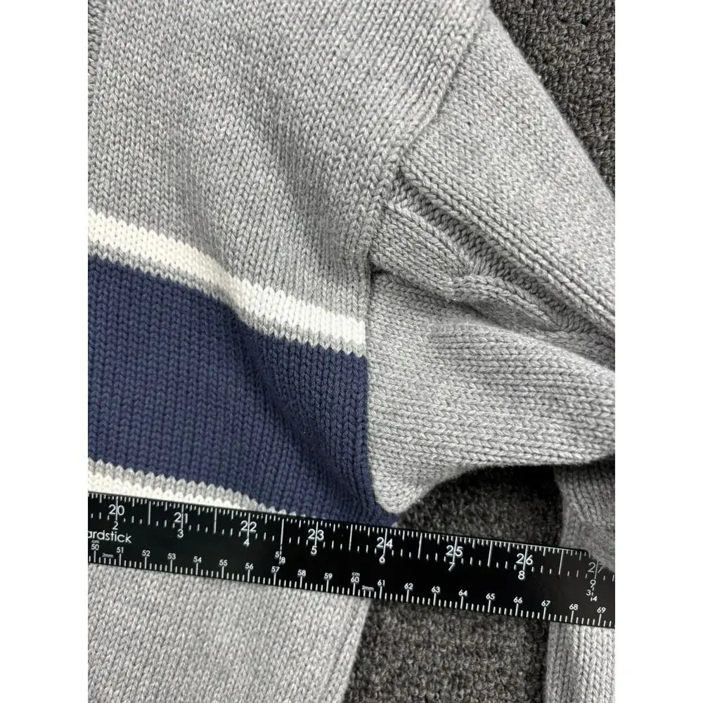 VTG Cambridge Classics 90s Knit Sweater Mens Size XL Gray Blue Striped Crewneck